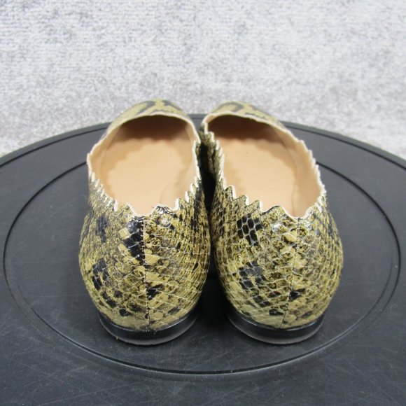 Chole Flats Womens Size 37 Eu 6.5 Us Scalloped Snakeprint Yellow Black Ballert - Picture 6 of 11